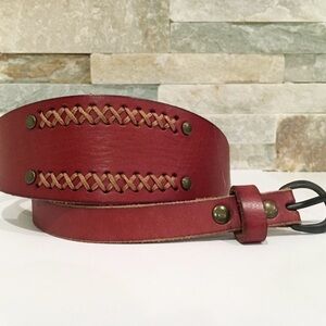 Vintage Levis Brown Leather Wide Back Belt with Stitch Detailing